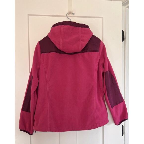 Free Country Womens Fleece Jacket Pink Waist Length Full Zip Hooded Pockets L - Picture 4 of 10